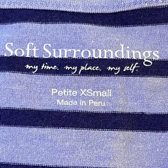 Soft Surroundings Women’s Cotton Blend Blue Striped Maxi Sun Dress XS Petite - Picture 8 of 10